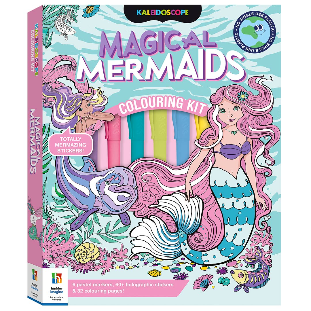 Kaleidoscope Colouring Kit Pastel Mermaids and More (Hardback)