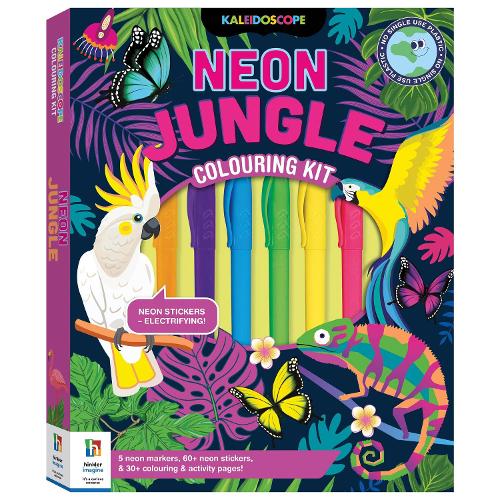 Kaleidoscope Colouring Kit Neon Jungle (Hardback)